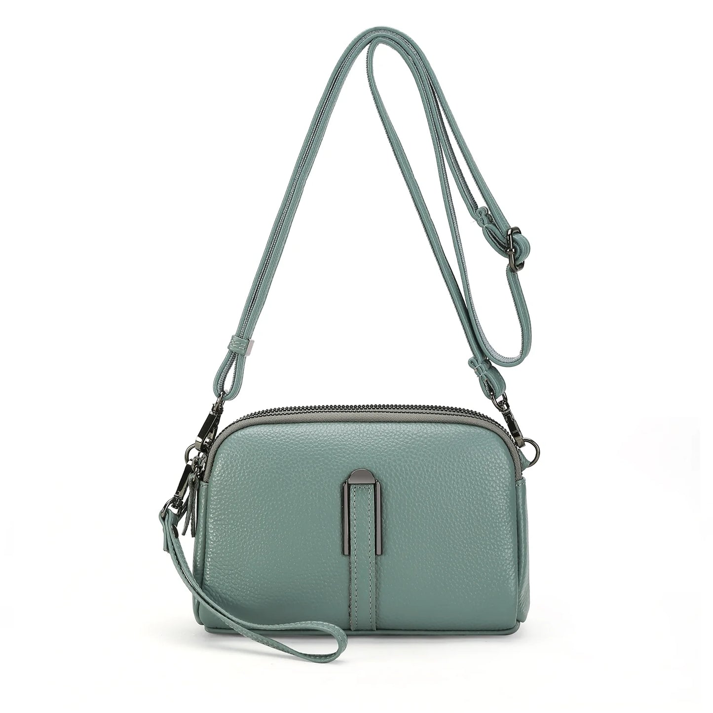 Crossbody Bags for Women Small Genuine Leather Shoulder Purse Cross Body Bag with Wristlet Top Zipper