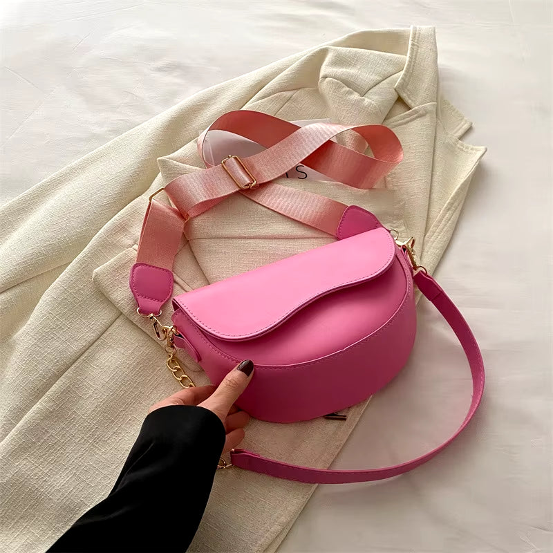 Fashion Double Straps Shoulder Bag, Casual Solid PU Leather Versatile Crossbody Bags for Women Festival Gift