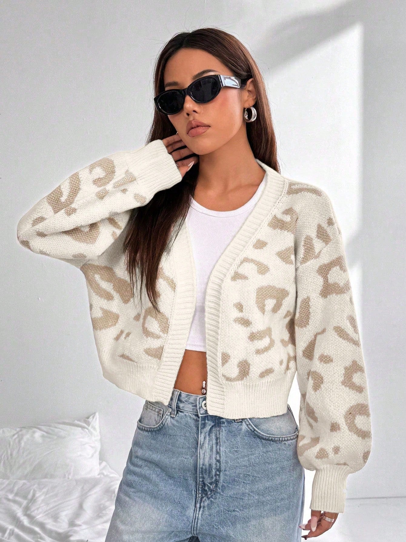 Flirla Women Casual Loose Knitted Cardigan, Minimalist Design Fall Winter Cloth for Women