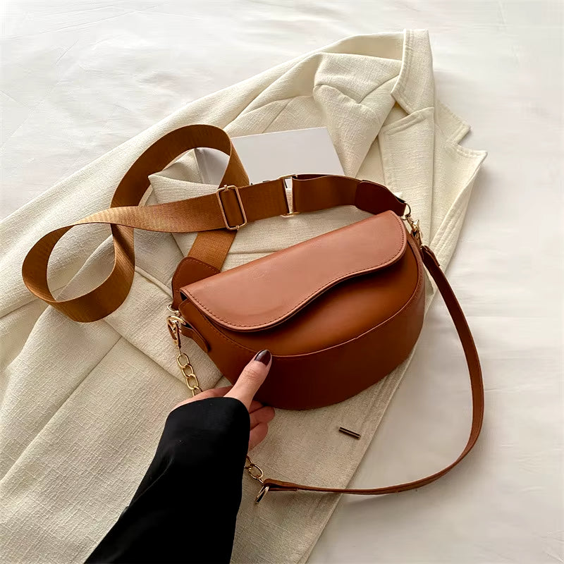 Fashion Double Straps Shoulder Bag, Casual Solid PU Leather Versatile Crossbody Bags for Women Festival Gift