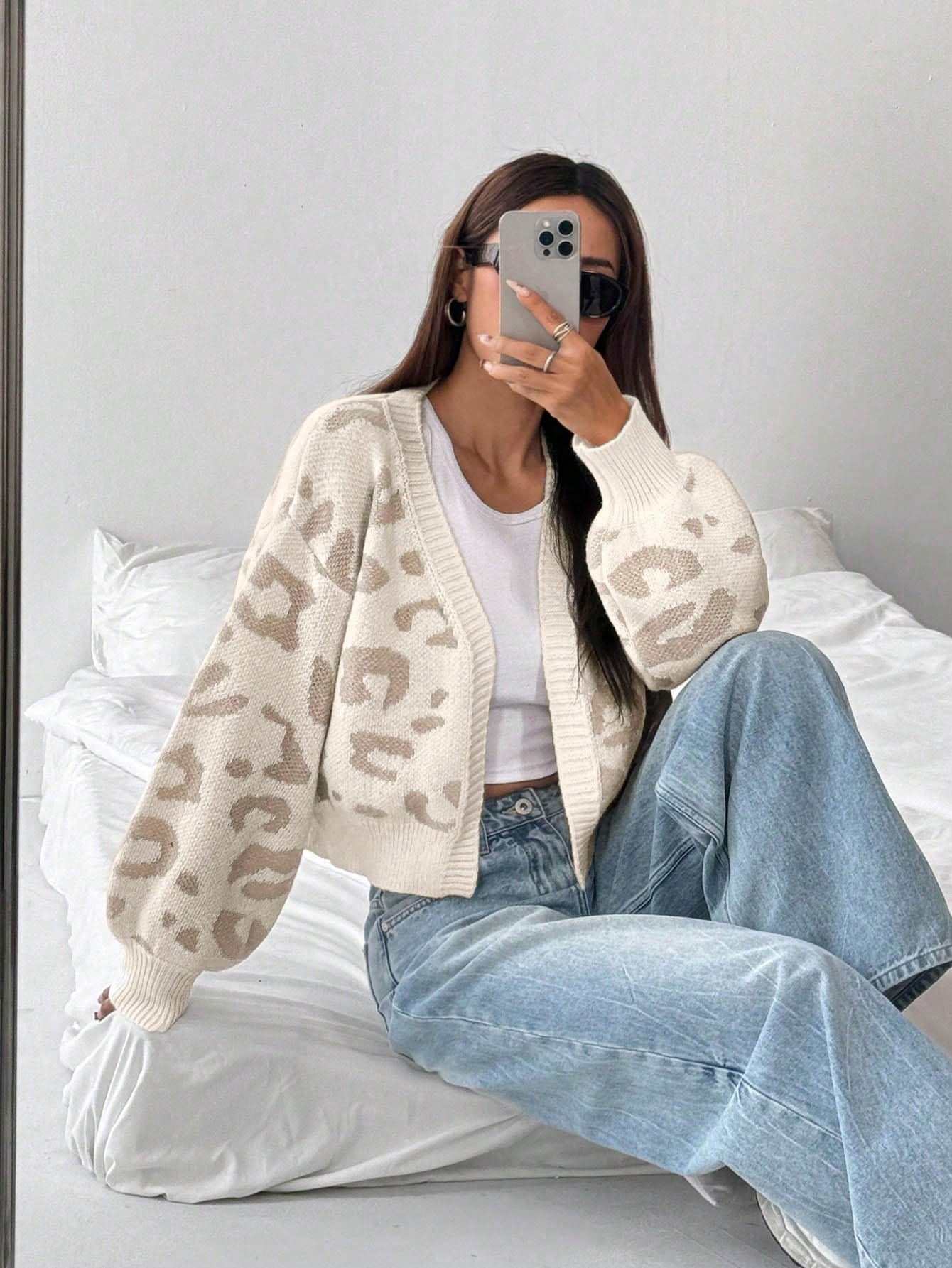 Flirla Women Casual Loose Knitted Cardigan, Minimalist Design Fall Winter Cloth for Women