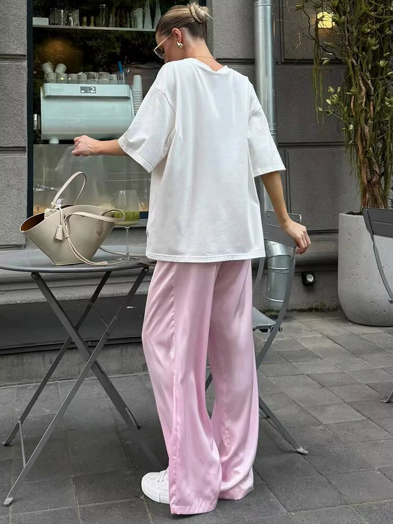 Autumn Fashion Long Straight Pants Women Fashion Solid High Waist Lace-Up Trouser Female High Street Long Pants Ladies