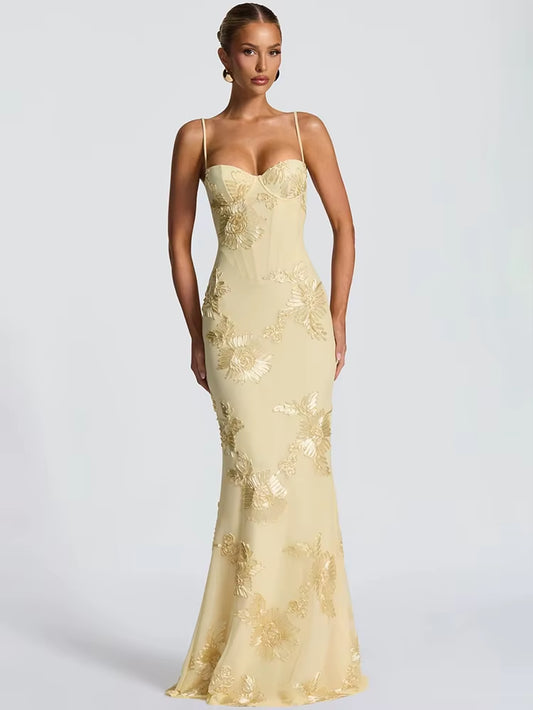 Spaghetti Strap Print Sexy Maxi Dress Women Fashion Off-Shoulder Sleeveless Backless Bodycon Club Party Long Dresses
