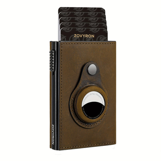Men'S Wallet with Airtag Card Slot, RFID Anti-Theft Credit Card Smart Pop-Up Tri-Fold Wallet