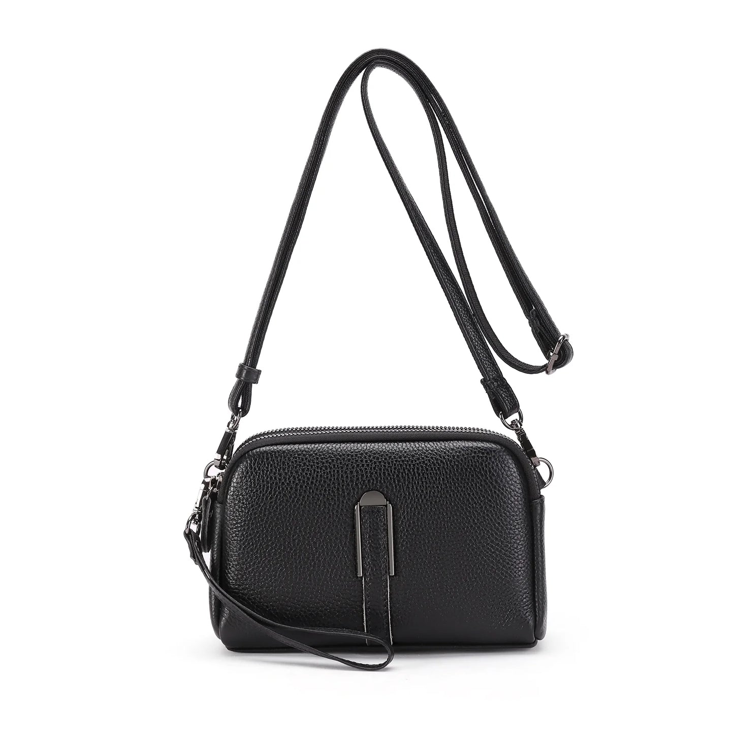 Crossbody Bags for Women Small Genuine Leather Shoulder Purse Cross Body Bag with Wristlet Top Zipper