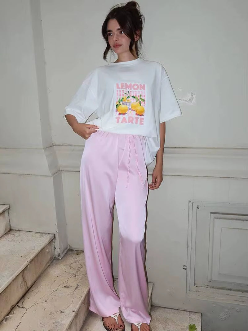 Autumn Fashion Long Straight Pants Women Fashion Solid High Waist Lace-Up Trouser Female High Street Long Pants Ladies