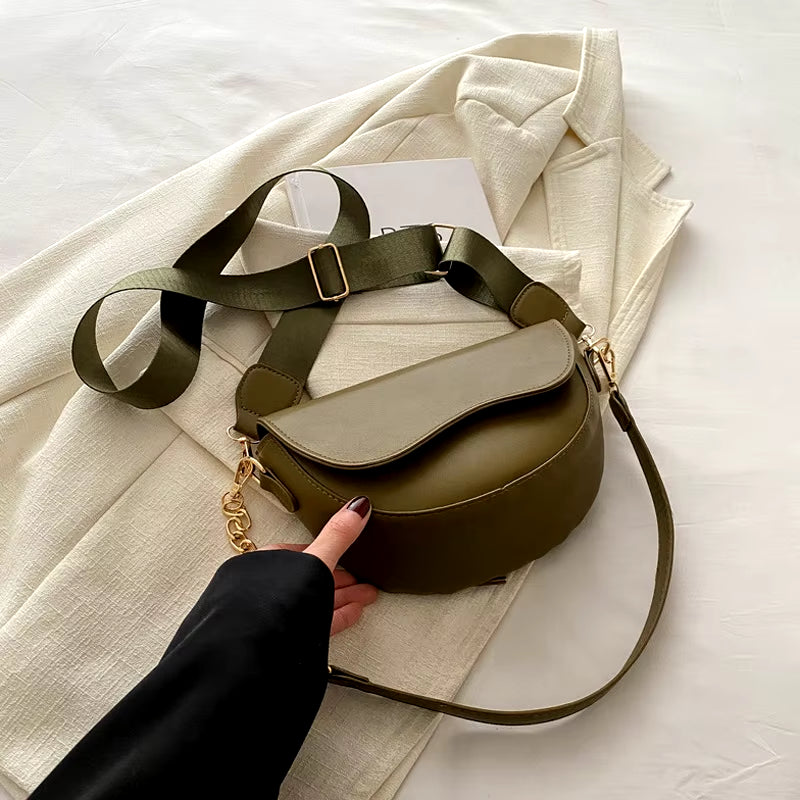 Fashion Double Straps Shoulder Bag, Casual Solid PU Leather Versatile Crossbody Bags for Women Festival Gift