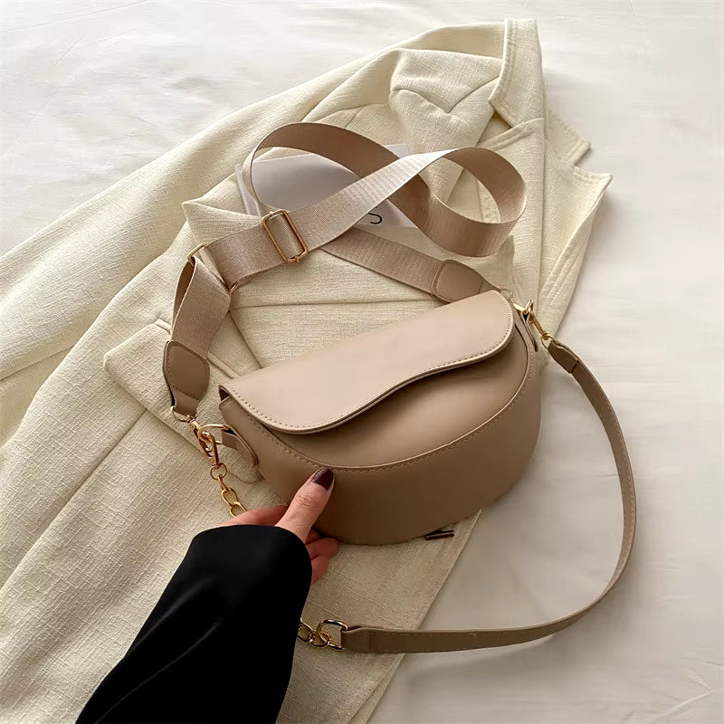 Fashion Double Straps Shoulder Bag, Casual Solid PU Leather Versatile Crossbody Bags for Women Festival Gift