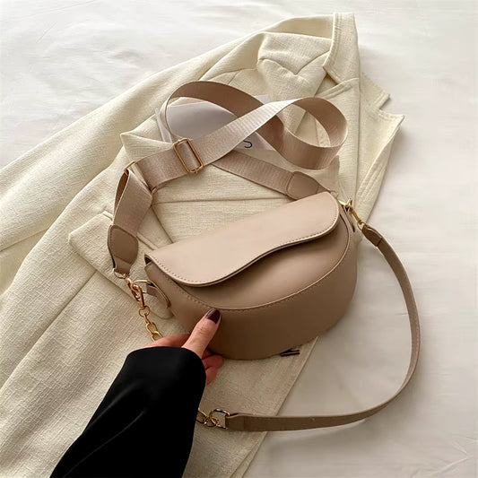 Fashion Double Straps Shoulder Bag, Casual Solid PU Leather Versatile Crossbody Bags for Women Festival Gift