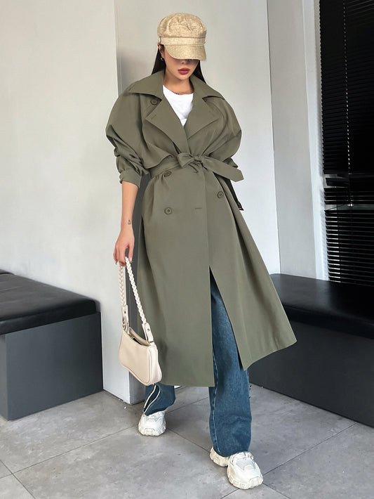 DAZY Raglan Sleeve Double Breasted Trench Coat,Fall Clothes Women Jacket