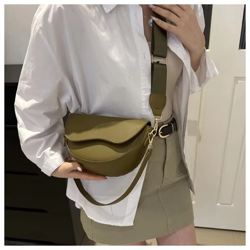 Fashion Double Straps Shoulder Bag, Casual Solid PU Leather Versatile Crossbody Bags for Women Festival Gift