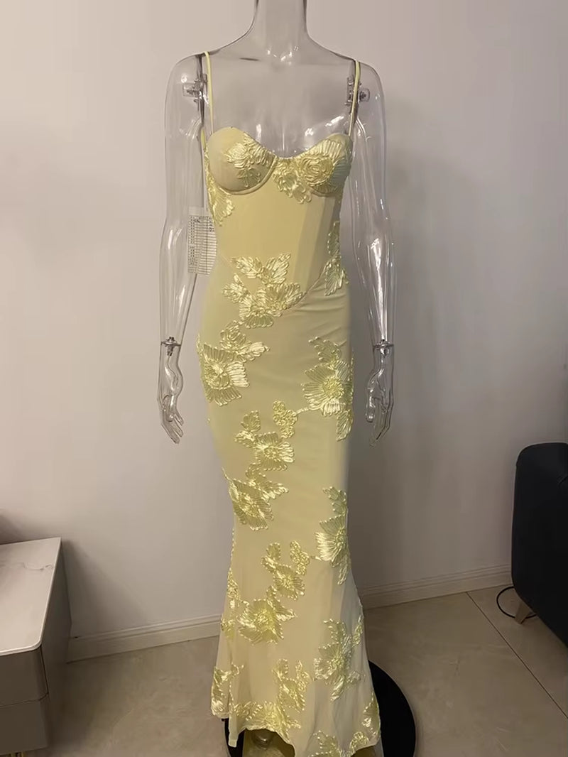 Spaghetti Strap Print Sexy Maxi Dress Women Fashion Off-Shoulder Sleeveless Backless Bodycon Club Party Long Dresses