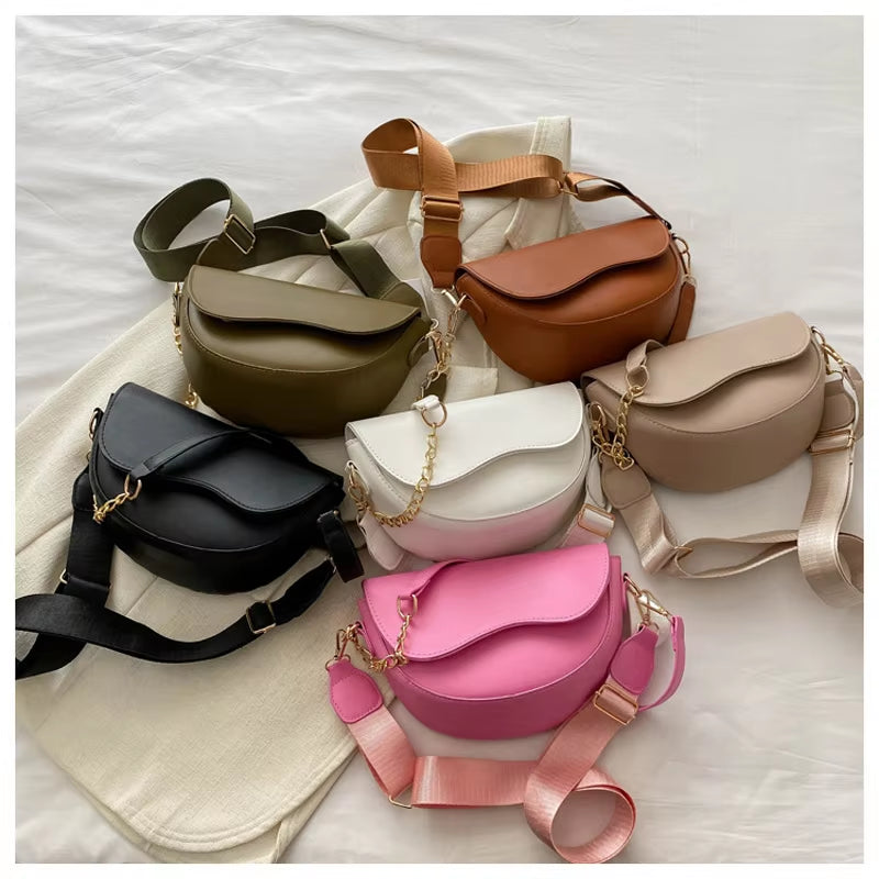 Fashion Double Straps Shoulder Bag, Casual Solid PU Leather Versatile Crossbody Bags for Women Festival Gift