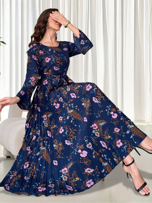 Modelyn Floral Print Ruffle Hem A-Line Mini Dress