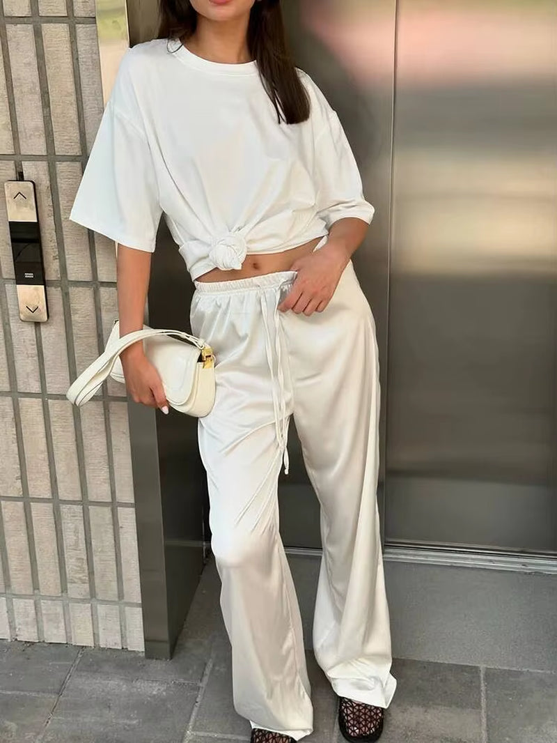 Autumn Fashion Long Straight Pants Women Fashion Solid High Waist Lace-Up Trouser Female High Street Long Pants Ladies