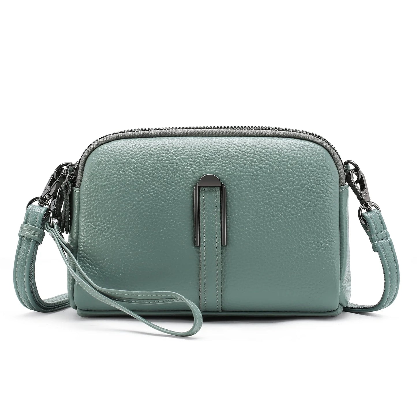 Crossbody Bags for Women Small Genuine Leather Shoulder Purse Cross Body Bag with Wristlet Top Zipper