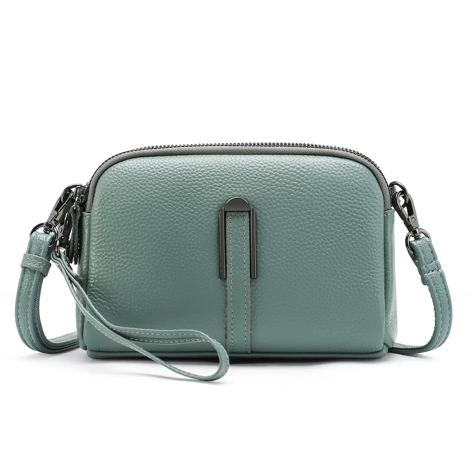 Crossbody Bags for Women Small Genuine Leather Shoulder Purse Cross Body Bag with Wristlet Top Zipper