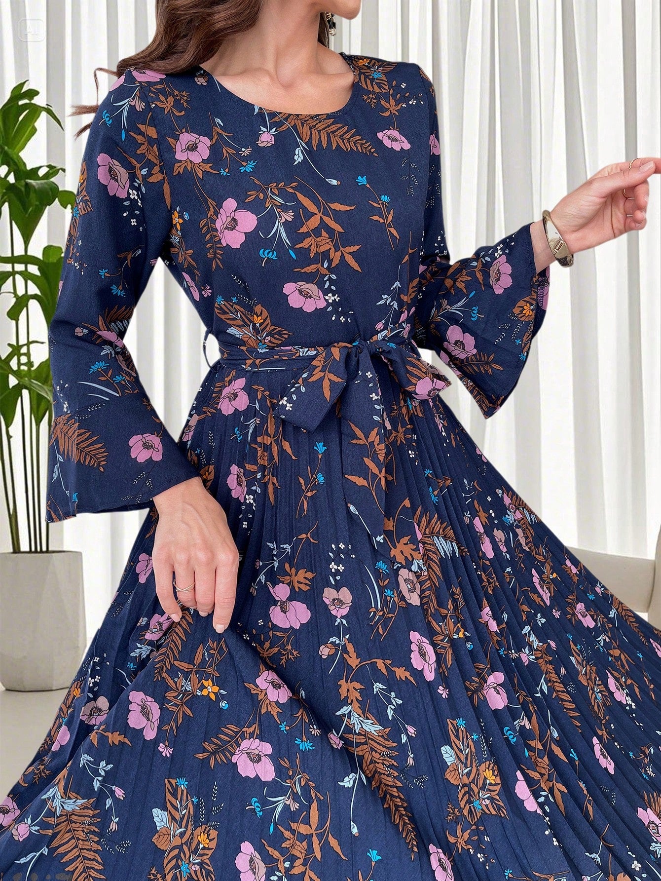 Modelyn Floral Print Ruffle Hem A-Line Mini Dress