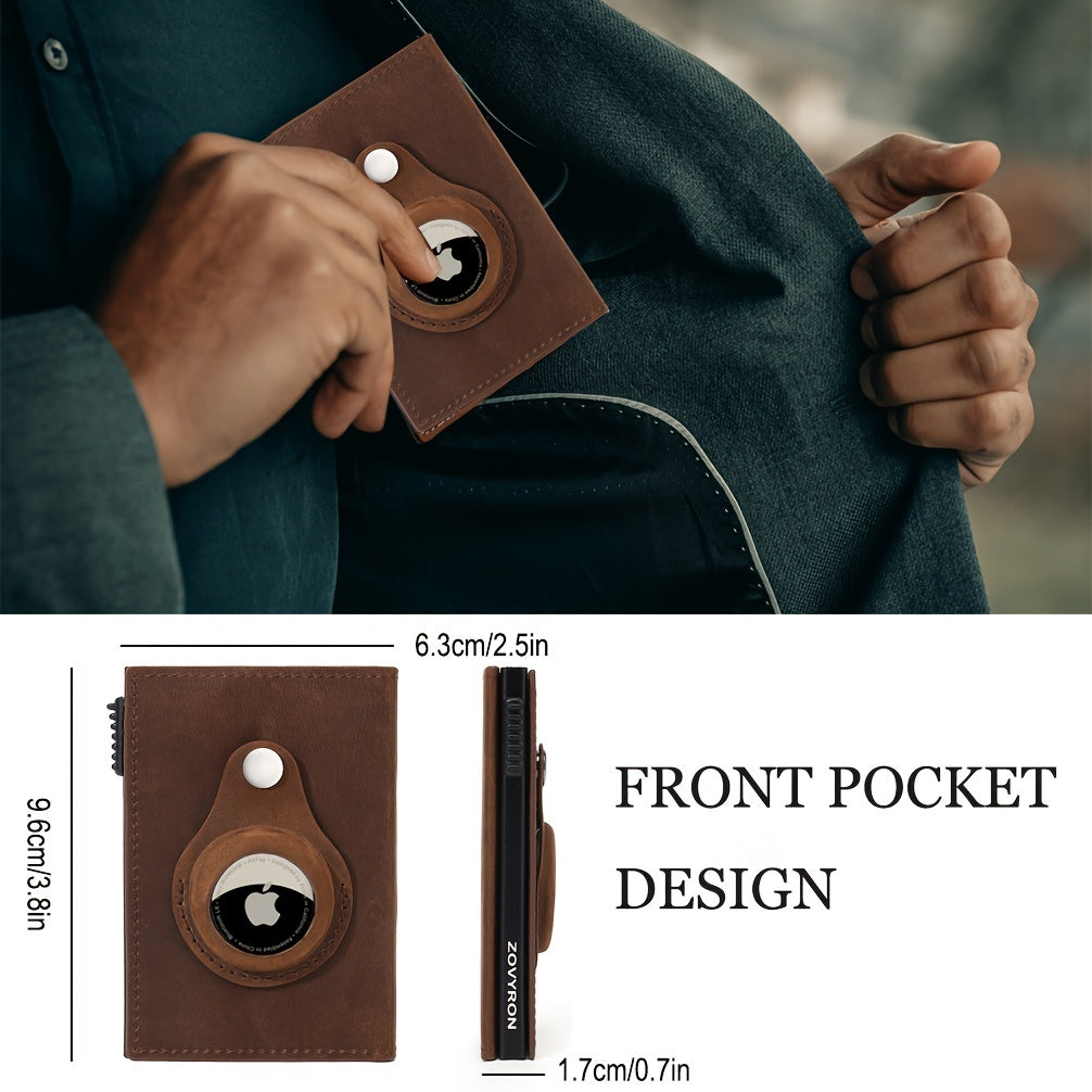 Men'S Wallet with Airtag Card Slot, RFID Anti-Theft Credit Card Smart Pop-Up Tri-Fold Wallet