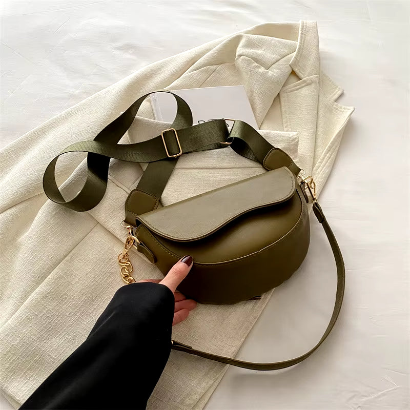 Fashion Double Straps Shoulder Bag, Casual Solid PU Leather Versatile Crossbody Bags for Women Festival Gift