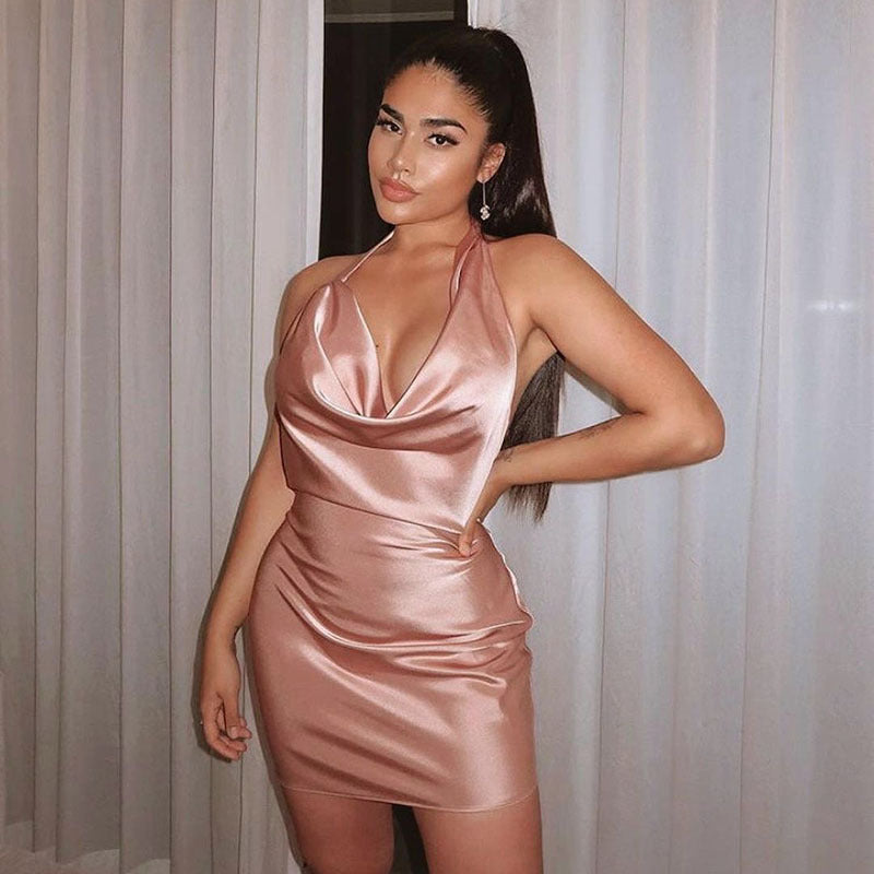 Satin Sizzle: The "I Can't Dance Without Tripping" Summer Mini Dress!