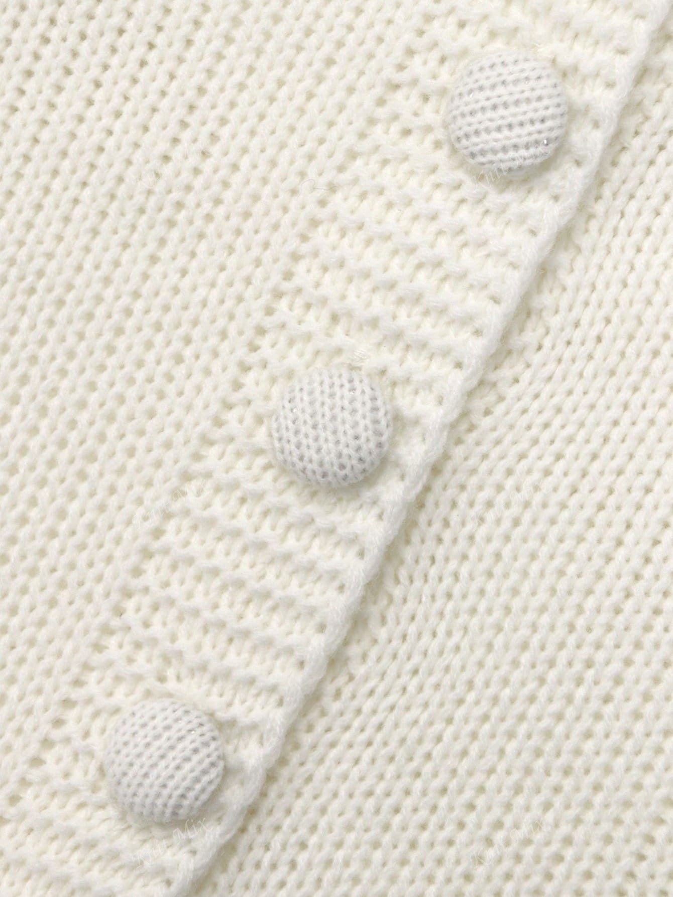 Knit Mix Elegant Women'S Knit Cardigan Set, Versatile Solid Color Long Sleeve Sweater & Half-Length Skirt Two Pieces for Casual Wear