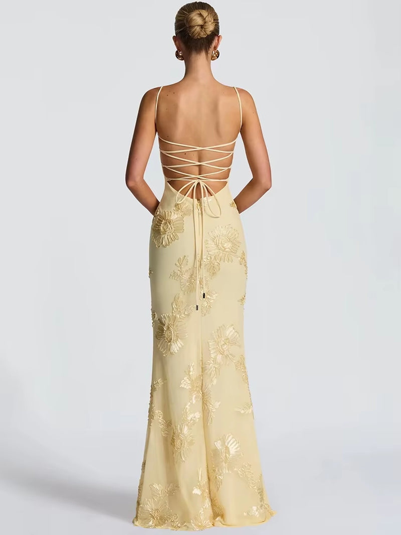 Spaghetti Strap Print Sexy Maxi Dress Women Fashion Off-Shoulder Sleeveless Backless Bodycon Club Party Long Dresses