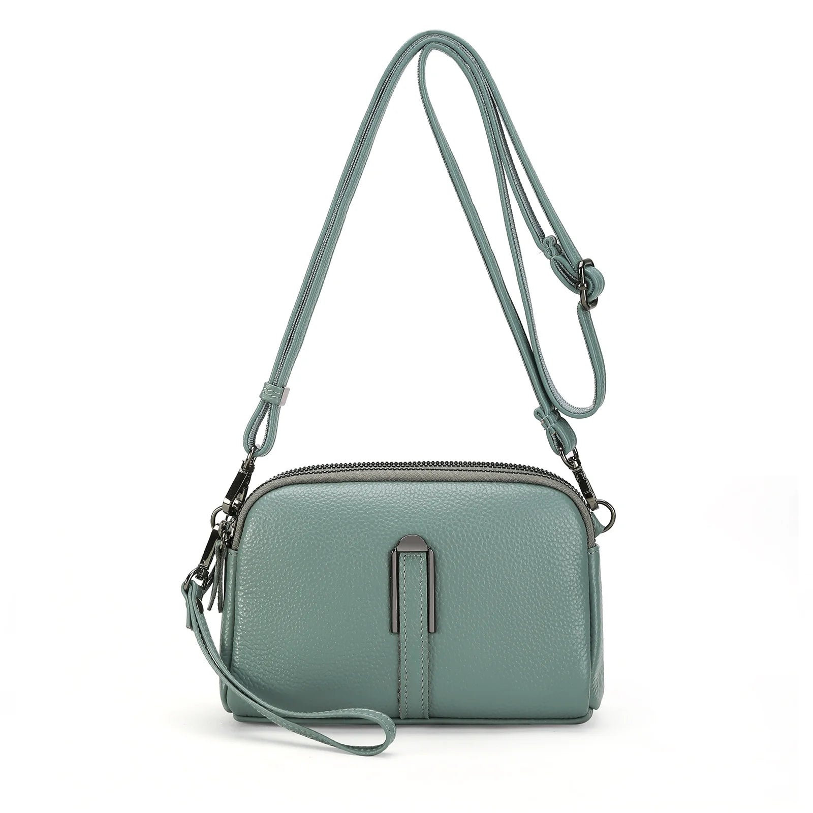 Crossbody Bags for Women Small Genuine Leather Shoulder Purse Cross Body Bag with Wristlet Top Zipper