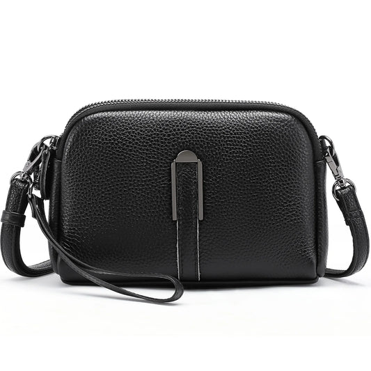 Crossbody Bags for Women Small Genuine Leather Shoulder Purse Cross Body Bag with Wristlet Top Zipper
