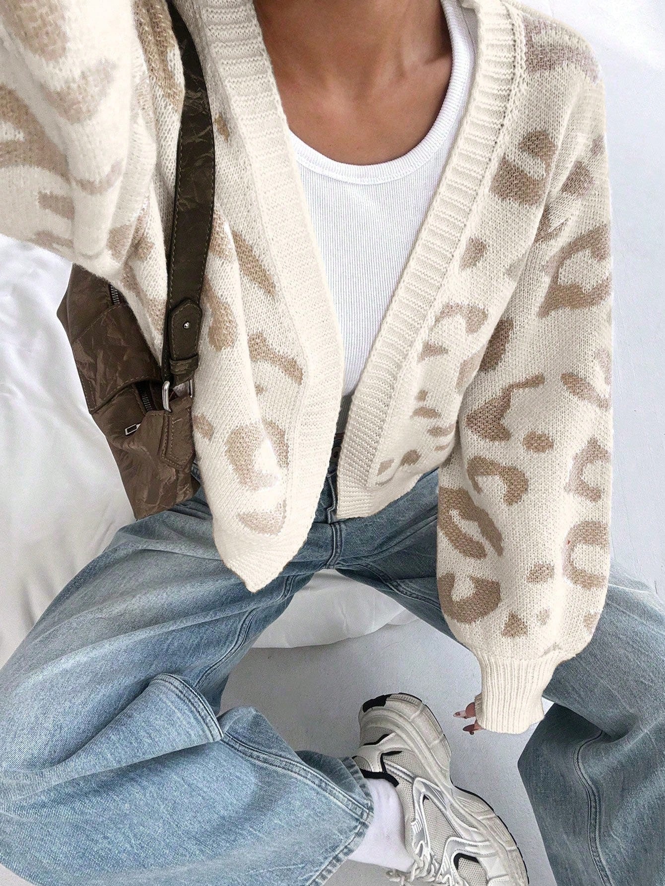 Flirla Women Casual Loose Knitted Cardigan, Minimalist Design Fall Winter Cloth for Women